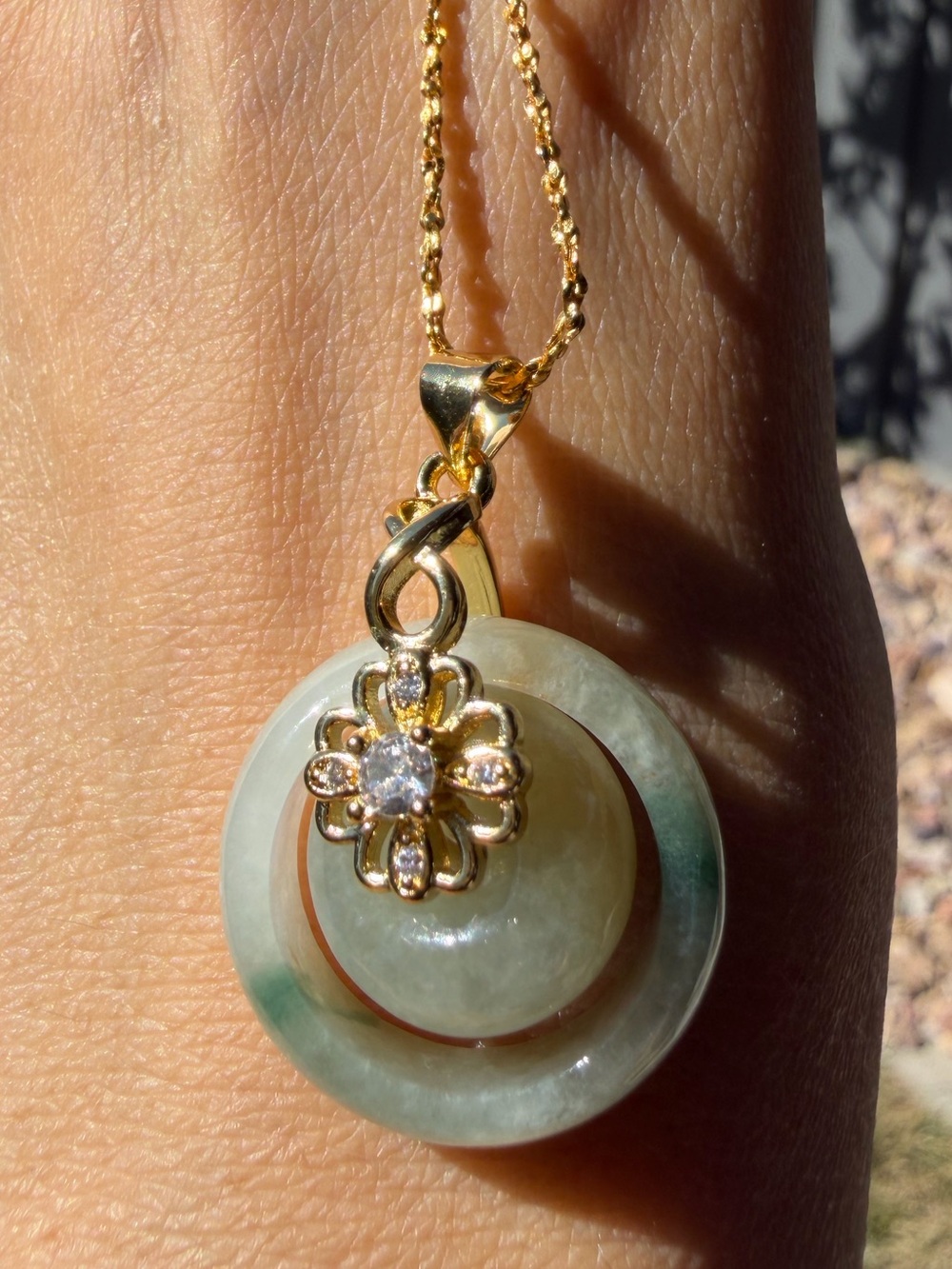 Natural Burmese Grade A Ice Jadeite Mother-Child Peace Buckle pendant - Picture 8 of 13